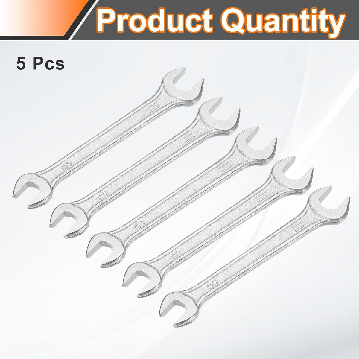 HARFINGTON 5pcs Double Open End Wrench 9mm x 11mm Metric 15 Degree Offset Angle Small Flat Head Wrench Galvanizing Open Ended Spanner for Automotive Repair Furniture Assembly