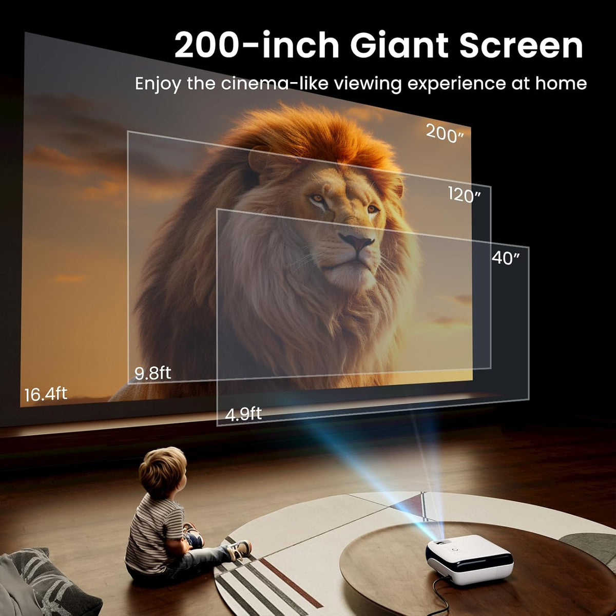 HAPPRUN Native 1080P Bluetooth Projector, Full HD Portable Outdoor Movie Projector with Built-in Speaker, Compatible with Smartphone, HDMI, USB, AV, Fire Stick, PS5 for Home, Bedroom, Outdoor Use