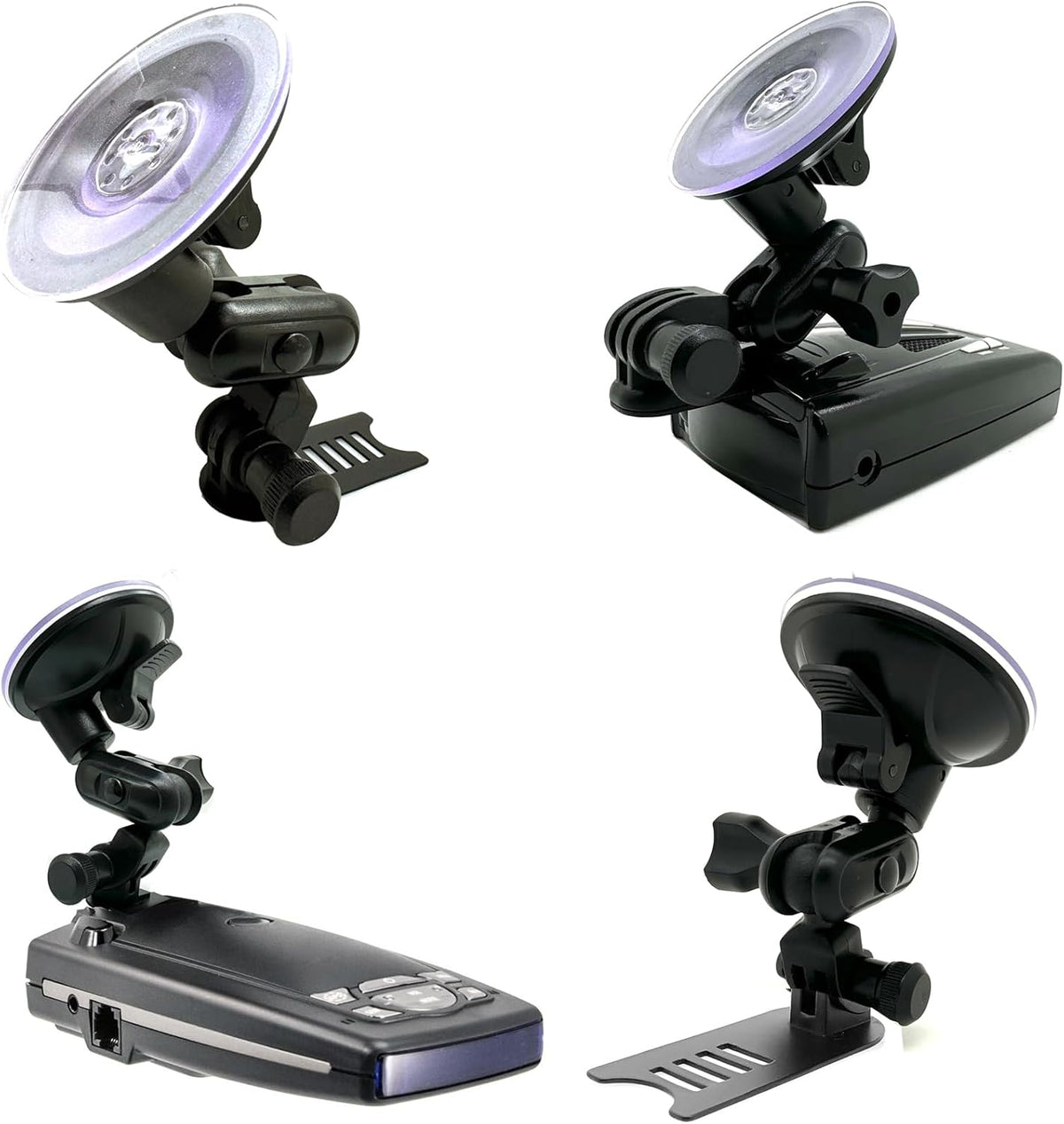 Ehnanced Dual Ball Joint Adjust Suction Cup Bracket Compatible for Escort Passport 9500ix, 9500i, 8500, 8500 X50, X70, X80, Solo S2, S3, S75G, STi and Beltronics RX-65 Radar Detector, Black