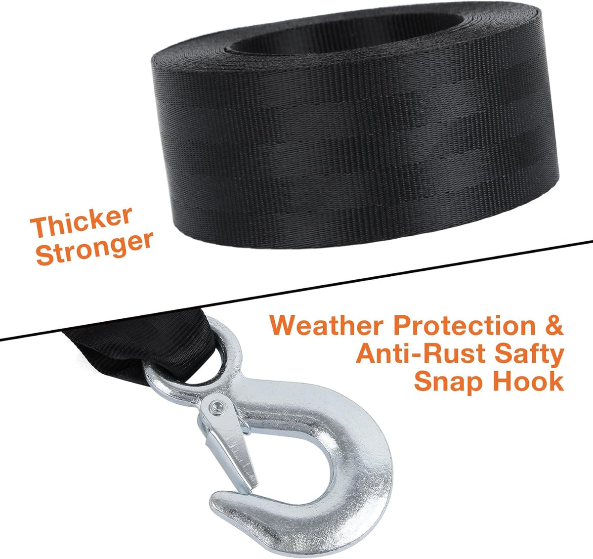 Boat Winch Strap with Safety Snap Hook 2" x 20 Ft for Pontoon/Bass/Fishing Boat Straps Trailer 10000 lbs Tow Ropes for Towing Vehicles, ATV,Jet Ski,Powerboats,Canoe,Kakak,Wave Runner Accessories