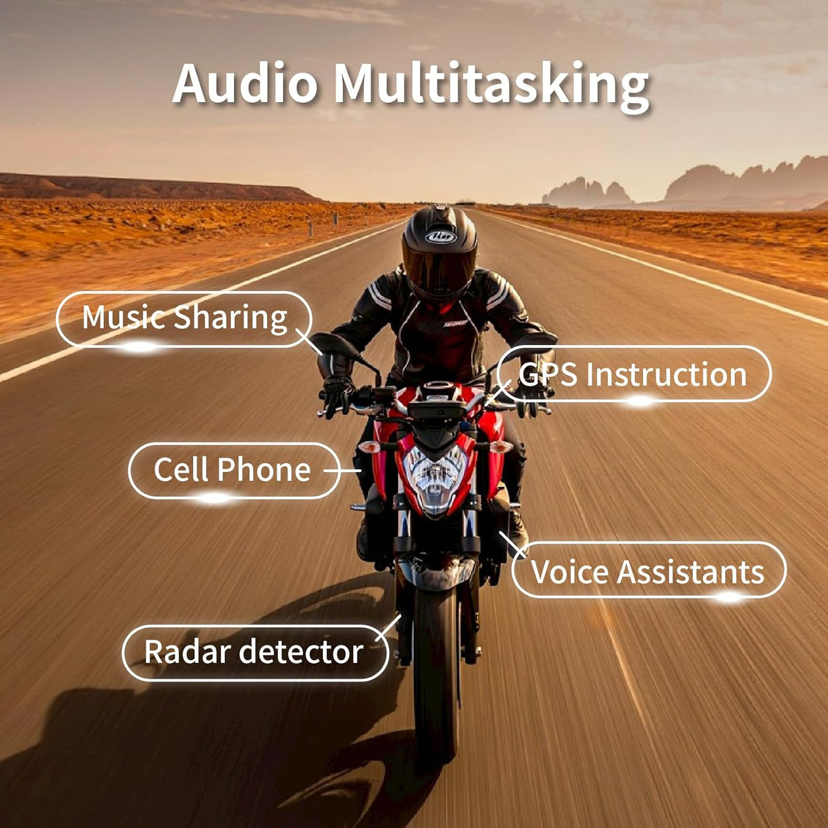 Salut Motorcycle Bluetooth Intercom Headset - Helmet Communication System, Waterproof Speaker, Voice Comm Earbuds, Helmet Headphone, Noise Cancellation(Single Black)