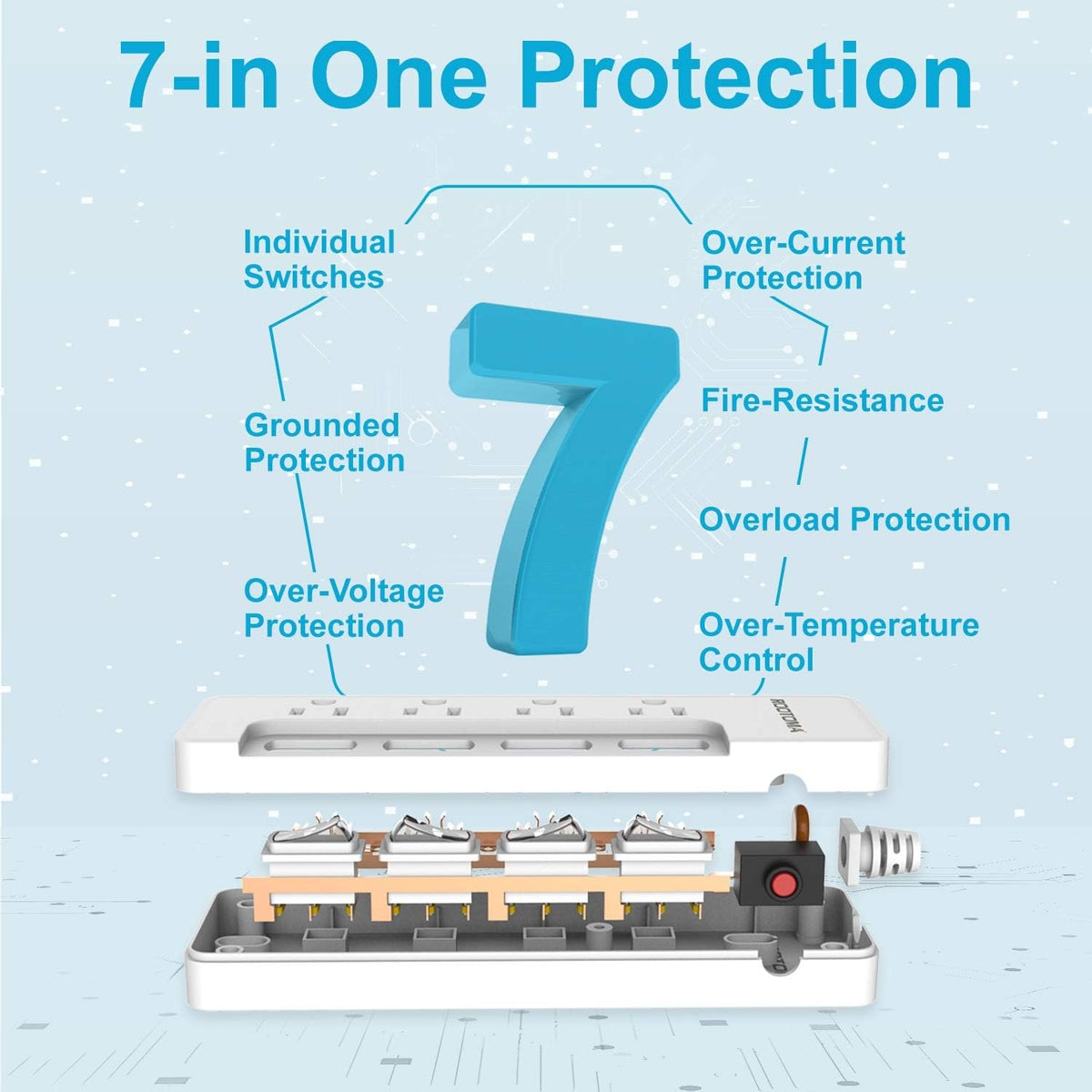 Appliance Extension Cord with Individual Switches on Off - 6 FT, 14 Gauge Heavy Duty Extension Cord with 4 AC Outlets, Wall Mountable, High Wattage for Microwave Workbench Garage Must Have, ETL Listed