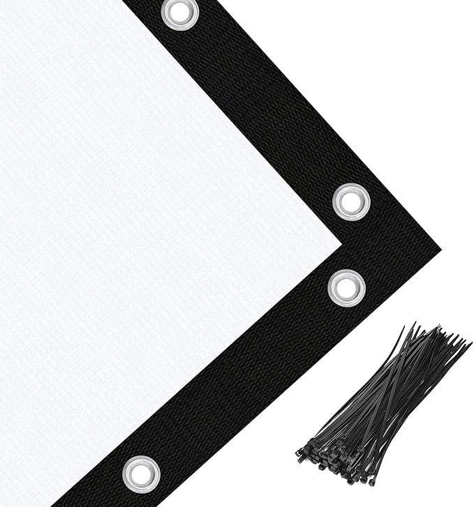 Amagenix 90% Pergola Shade Cover 8' X 17' Sun Shade Cloth with Grommets for Outdoor Garden Patio Porch, Commercial Grade 200 GSM - Cable Zip Ties Included (We Customized) GN108, White