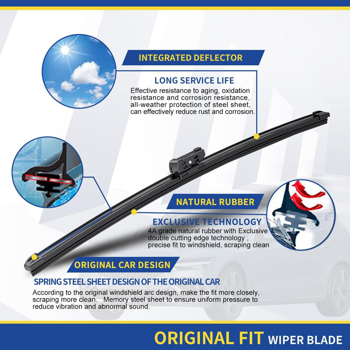 3 wipers Replacement For GMC Acadia 2007-2012 Saturn Outlook 2007-2010 Original Equipment Windshield Wiper Blades Set - 24"+21"+11" (Set of 3) Top Lock