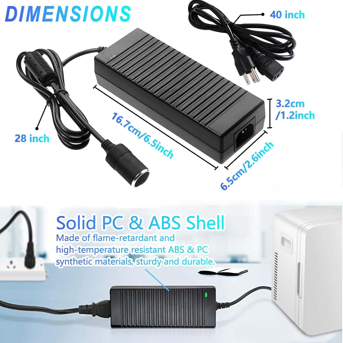 110V-240V to 12V 120W/10A Car Cigarette Lighter Socket AC/DC Power Supply Adapter for Car Inflator Refrigerator Vacuum Cleaner Stand-up Paddleboard (SUP) Pump