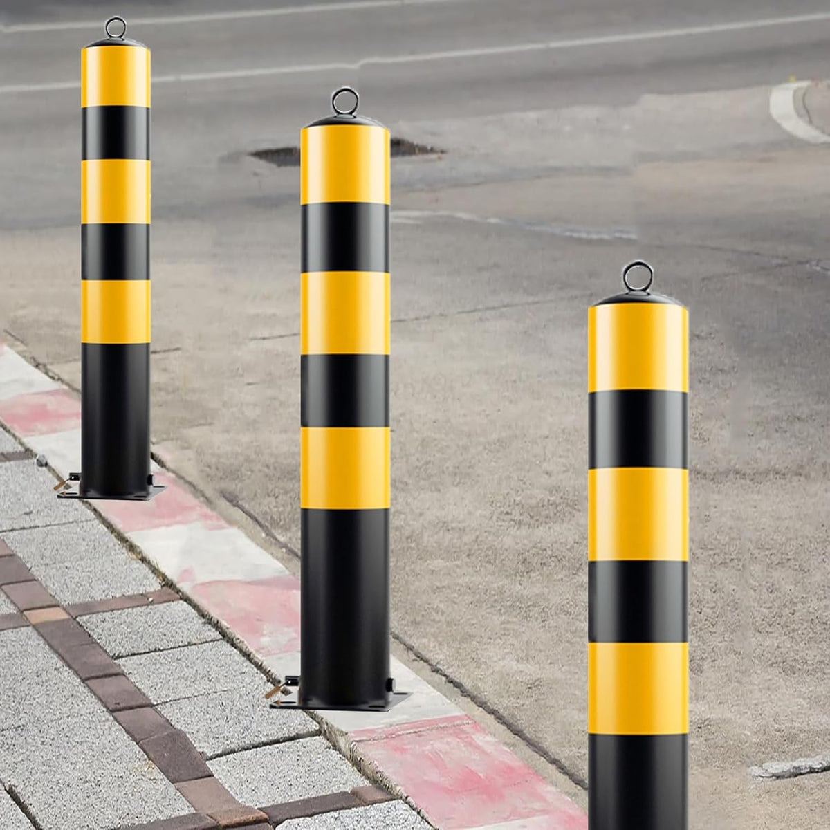 Steel Safety Bollard Post, with Lock Bollard Post Removable Security Posts, Parking Bollards, Parking Barriers Concrete, Powder Coat, for Parking Lot, Driveway and Sidewalk(Black (1pcs),75cm/29.5in)