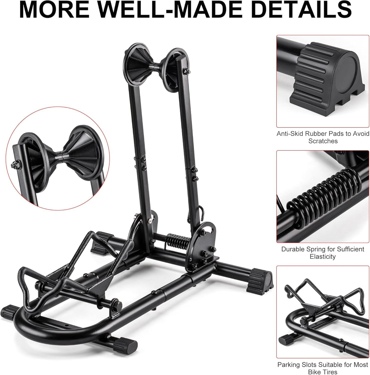 Indoor Bike Floor Stand - Bike Stand Rack for Garage/Home - Bike Storage Bicycle Parking Rack Fit 26”-29” Mountain Road Bikes