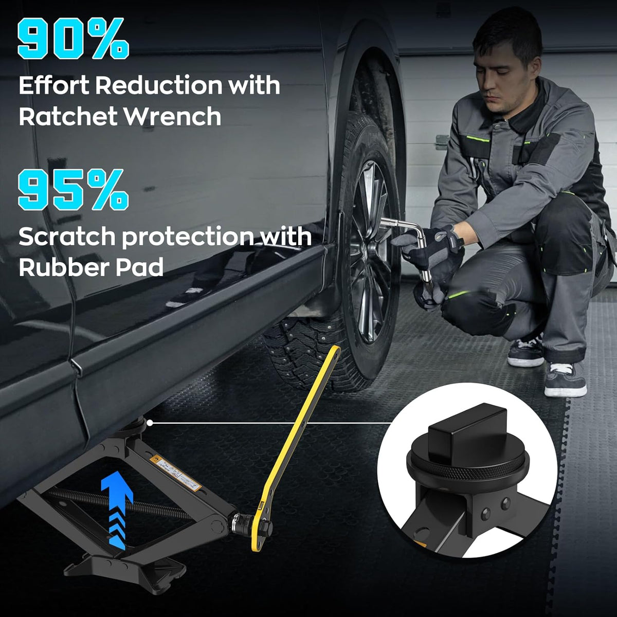 2.5 Ton Car Jack Designed for Mercedes Benz, Scissor Jack for Benz Vehicle with 2PCS Jack Pad, Tire Changing Kit Compatible with Mercedes Benz A B C E R S Class CLA CLC CLK GL GLA G GLE GLC M