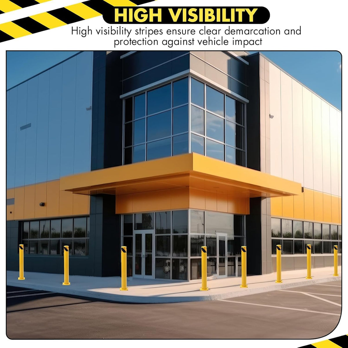 6 Pack Safety Bollard Post, 48 Inch Height 4.5 Inch Diameter Yellow Pipe Safety Steel Bollards with Anchor Bolts and Wrench, Steel Bollards for Road Warning Construction Traffic Control