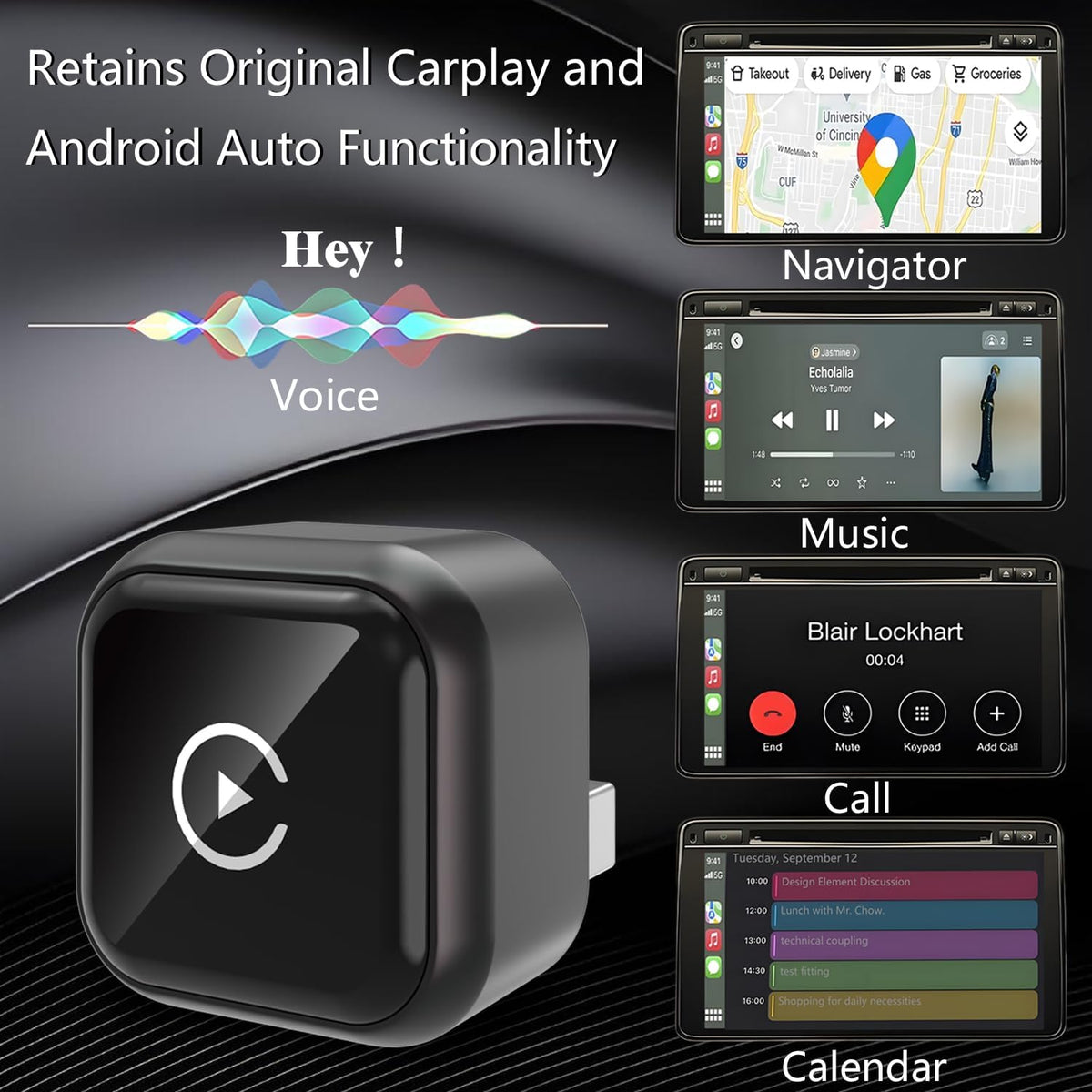 Wireless Carplay Adapter for Apple iPhone & Android Auto Wireless Adapter 2 in 1,2025's Newly Upgraded,Subversive Ultra-Compact Design,Faster and More Stable Connection,for iOS 10+ & Android 11+