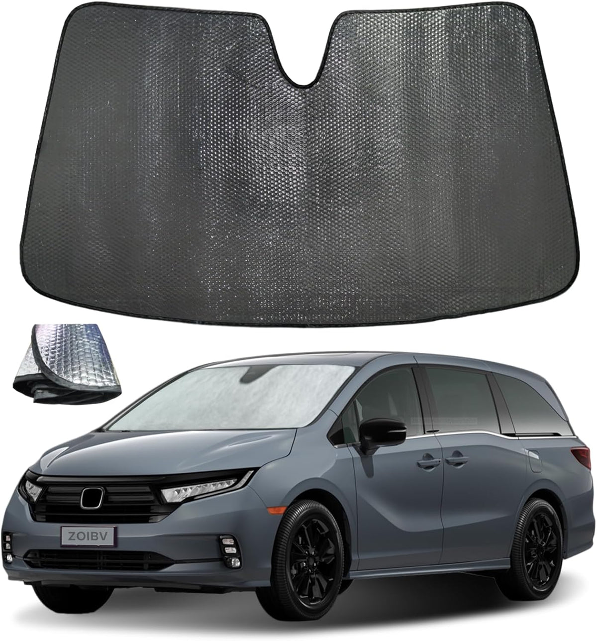 Windshield Sun Shade for Honda Odyssey (LX EX EX-L Touring Elite Minivan) 2018-2025 - 5-Layer Bubble Foldable Front Window Shade Sun Visor Accessories - Blocks Heat & UV Rays