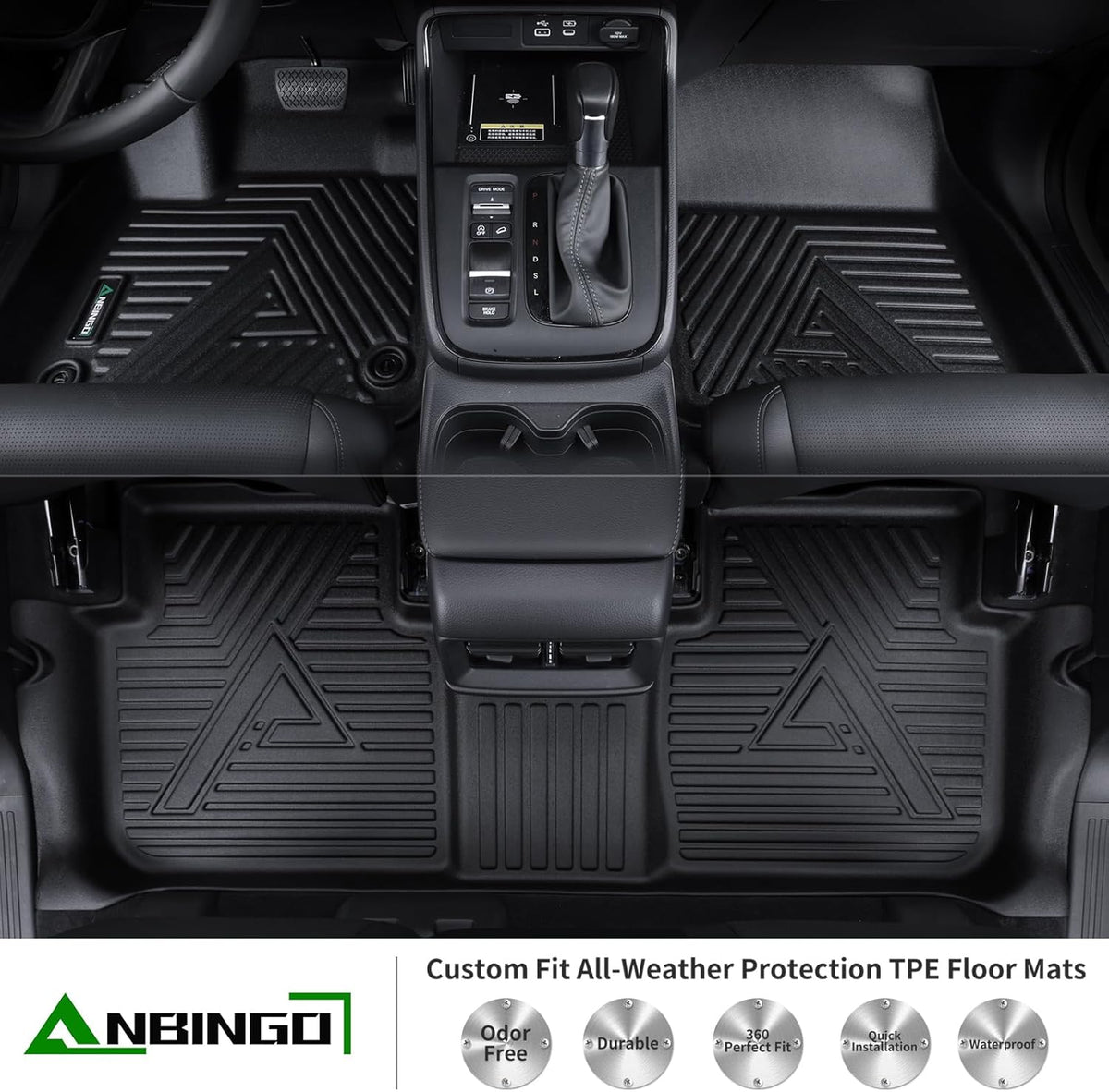 Floor Mats & Cargo Liner Custom for Toyota Prius & Prius Prime 2026 2025 2024 2023 All Weather Prius Car Mats丨1st, 2nd Row Set & Cargo mat | Prius Floor Mats 2026 Prius Accessories-Black