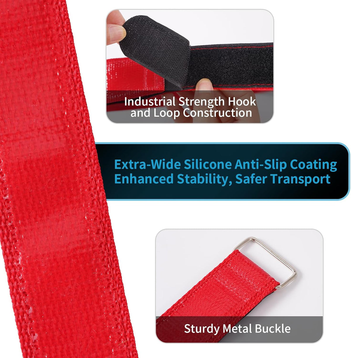 Trilancer Bike Rack Straps with Extra-Wide Silicone Anti-Slip Coating,2-Pack Adjustable Bike Wheel Stabilizer Strap with Hook and Loop for Car and Wall Mount, Transportation and Storage(26''x1.5'')