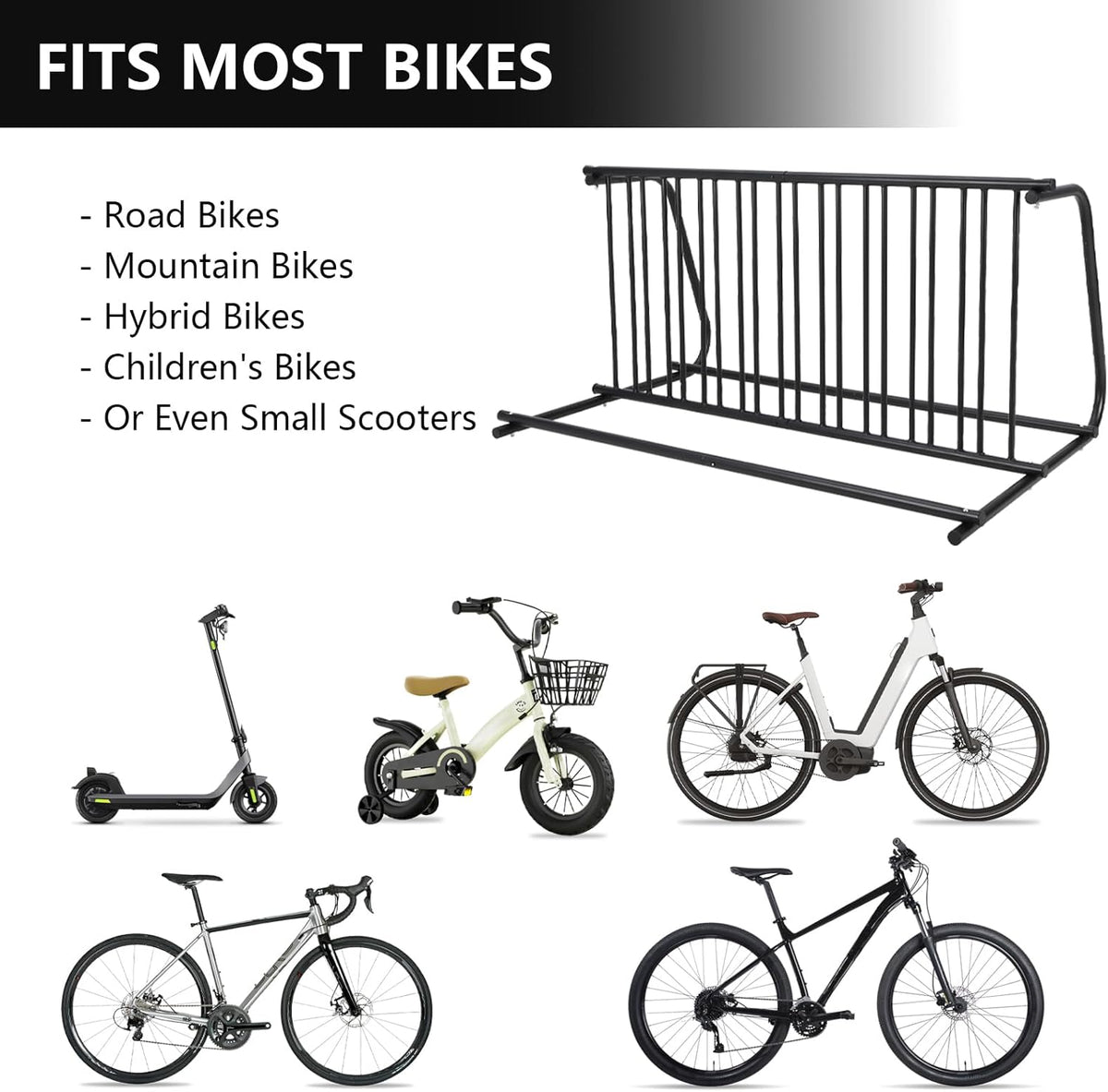 Commercial Bike Rack Garage Floor, Grid Bike Rack in Ground, 10-Bike Capacity Dual Sided Bicycle Storage Stand Floor Parking Stand for Garages, Stores, Schools & Universities Power Coated Steel