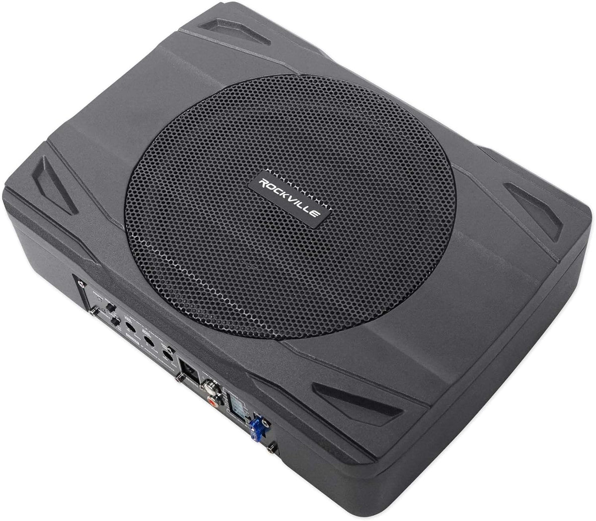 Rockville SS8P 400W 8" Slim Under-Seat Active Subwoofer, High-Level Inputs, Cast Aluminum Enclosure, for Car/Truck Audio Systems