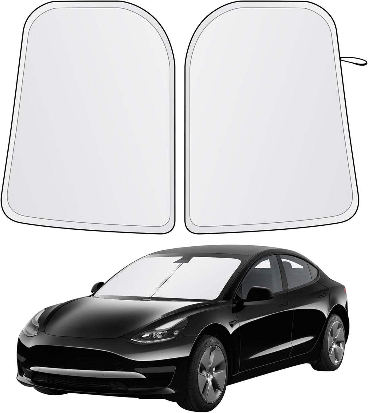 EcoNour Tesla Windshield Sun Shade | Foldable Front Windshield Shade for Sun, Heat and UV Rays | Car Front Window Sunshade | Sun Protection Shade Fit for Tesla Model-3 & Model-Y