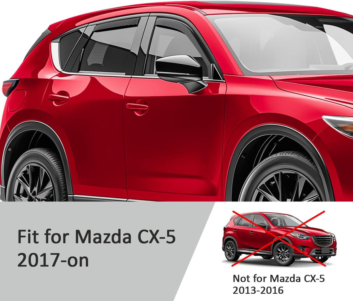 Voron Glass in-Channel Extra Durable Rain Guards for Mazda CX-5 2017-2025, Window Deflectors, Vent Window Visors, 4 Pieces - 200682