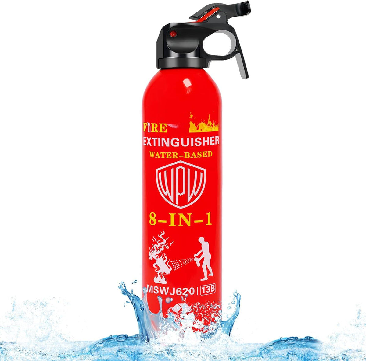 WPW 620ml Large Upgraded 8-in-1 Fire Extinguisher for Home with Wall Mount Portable Fire Extinguisher For Vehicle Car Boat House Kitchen Emergency Supplies, Water-Based Solution For A, B, C, K Fire