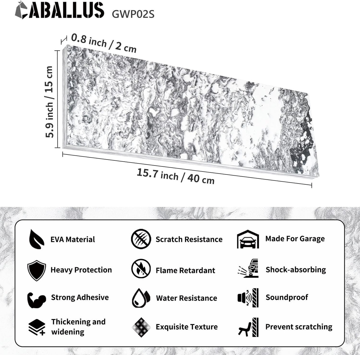 GWP02S Marble Grain Garage Wall Protector Car Door Protectors, Garage Accessories, Parking Stopper for Garage, Tool-Free, Designed in Germany (4-Pack Marble Grain)