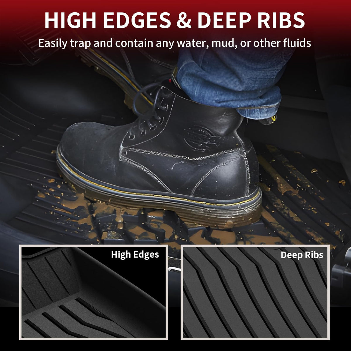 LASFIT Floor Mats for Mercedes Benz GLE 2019 2018 2017 2016 350/400 / 43 AMG / 450 AMG / 550e / 63 AMG / 63 AMG S, Custom Fit All Weather TPE Car Liners for GLE Floor Liners, 1st & 2nd Row,Black