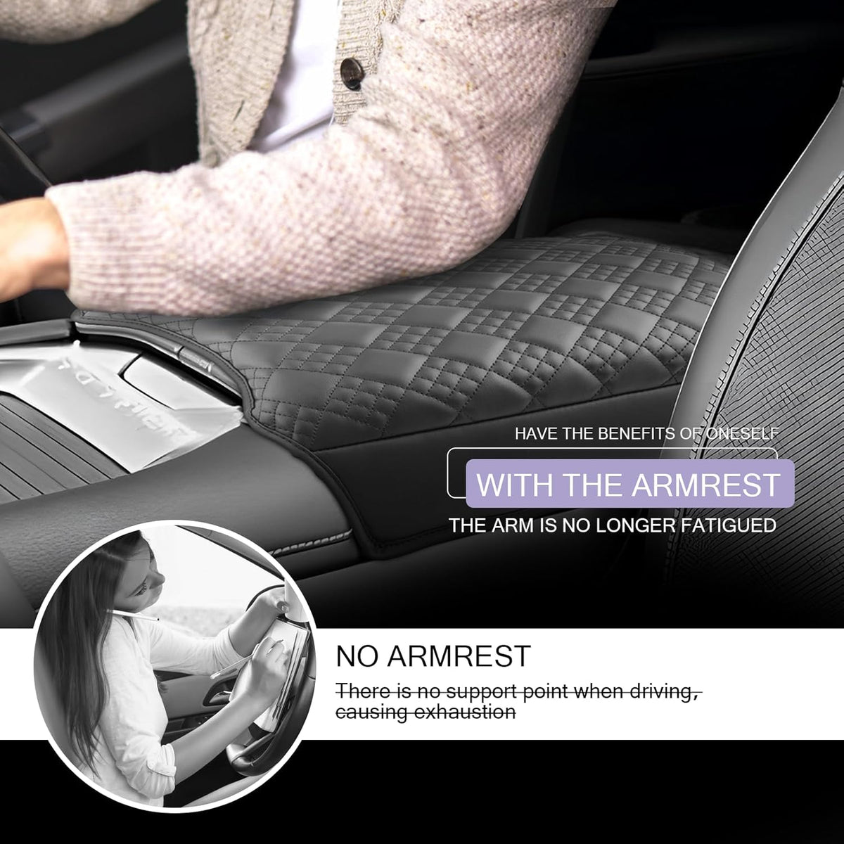 LUWU Center Console Cover Compatible with 2025 Nissan Armada Accessories 2025 Armada SV/SL/Platinum Armrest Cover Armrest Console Cover (Thick Black)