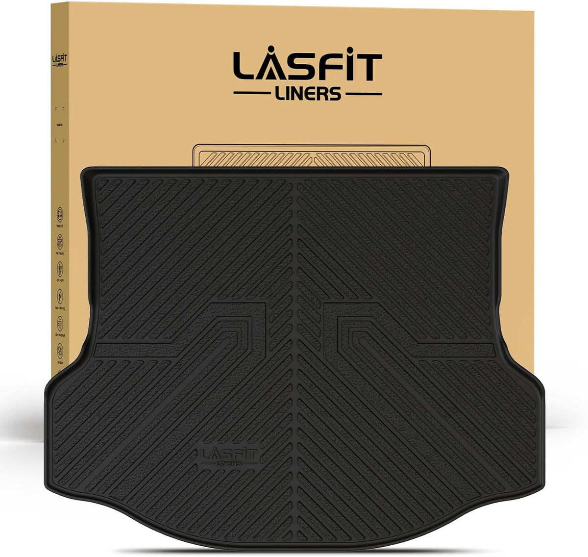 LASFIT Cargo Mat Fit for Toyota RAV4 2013-2018 TPE All Weather RAV4 Hybrid and Gasoline Trunk Mat 2013 2014 2015 2016 2017 2018 Custom Fit Rear Cargo Liner, Black