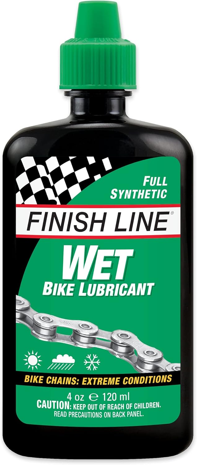 Finish Line WET Bicycle Chain Lube, 4-Ounce Drip Squeeze Bottle