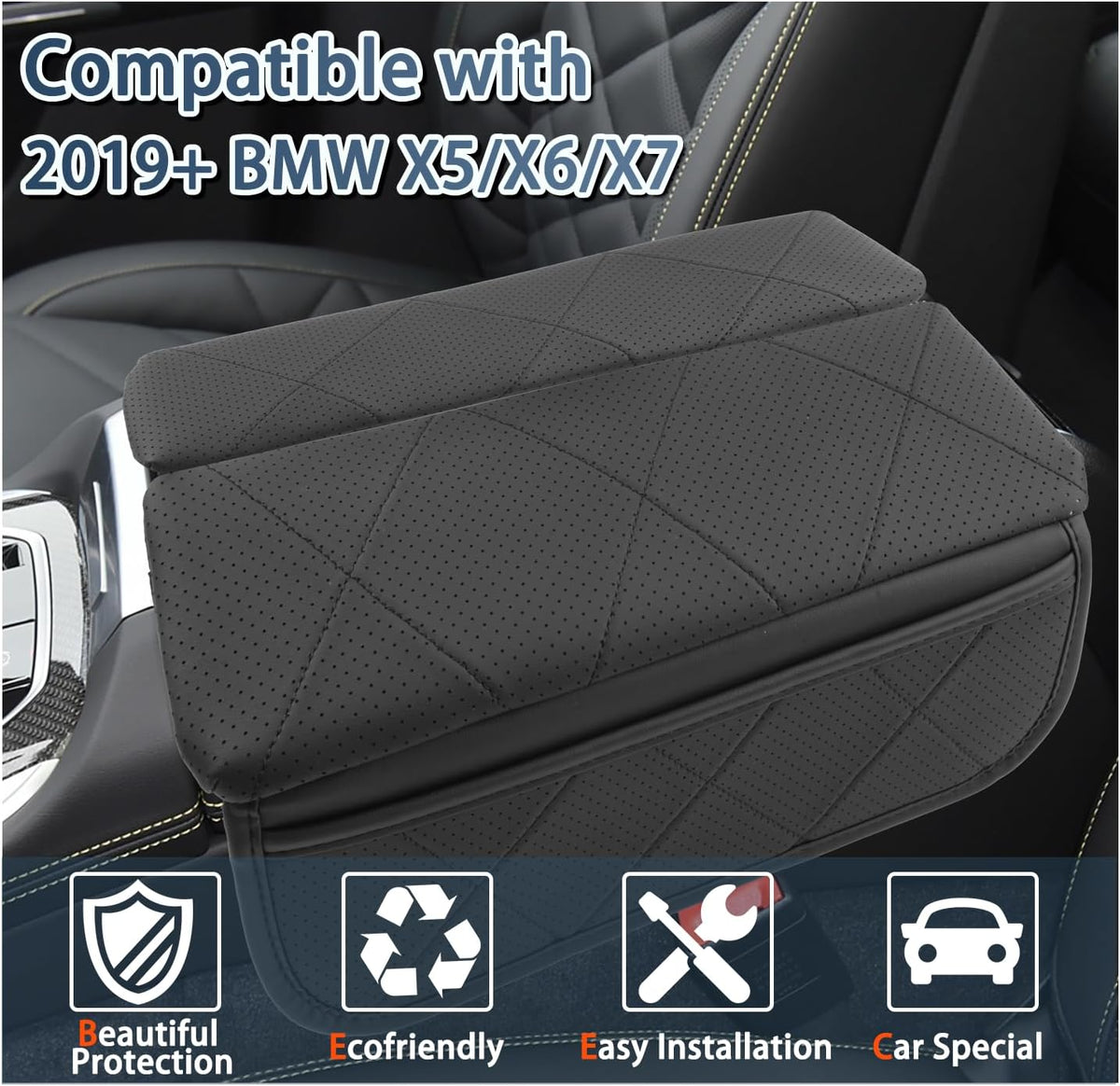 Ruiya BMW X5/X6/X7 Armrest Cover,for BMW X5/X6/X7 Accessories Center Console Cover Comfy Thicken Armrest Lid Cover Compatible with (2019~2026) BMW X5 G05/(2020~2026) BMW X6 G06/(2019~2026) BMW X7 G07