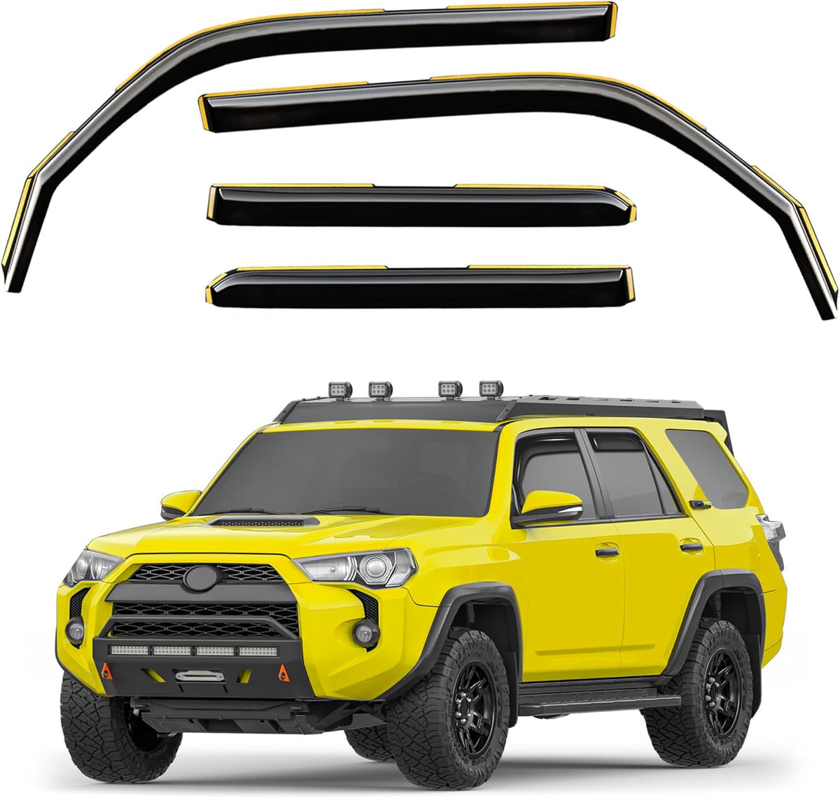 in-Channel Window Rain Guards Fit for Toyota 4Runner 2010-2024 Extra Durable Window Deflectors Vent Visors Shades Exterior Car Accessories Visors Rain Guards - 4 pcs