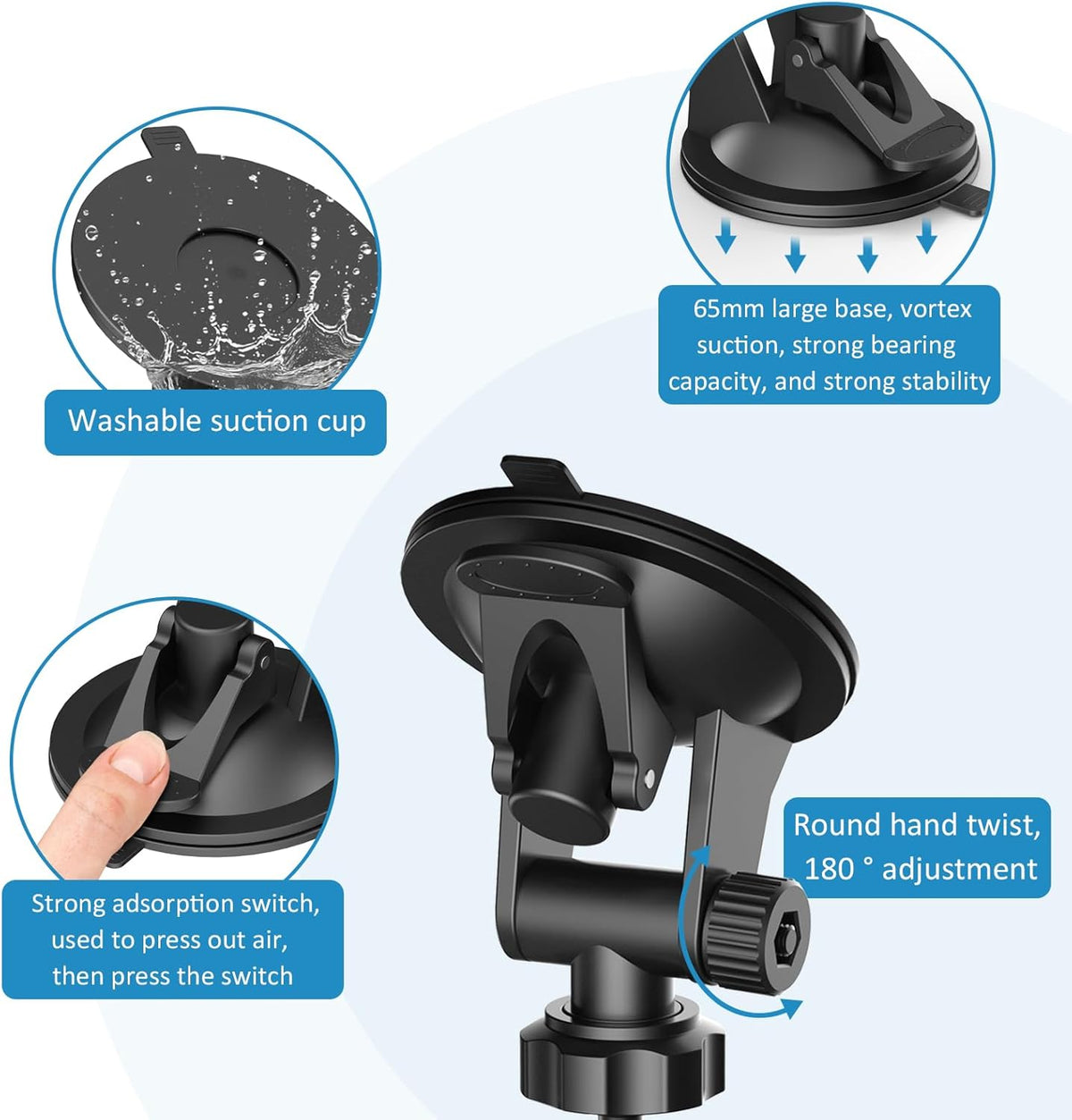 Radar Detector Mount Kit – Super Strong Suction Cup Windshield Holder + Magnetic Ring Power Cord with Inline Fuse, Rearview Mirror Plug & Elastic Cable – Easy Install, No-Slip(for Cobra Radar)