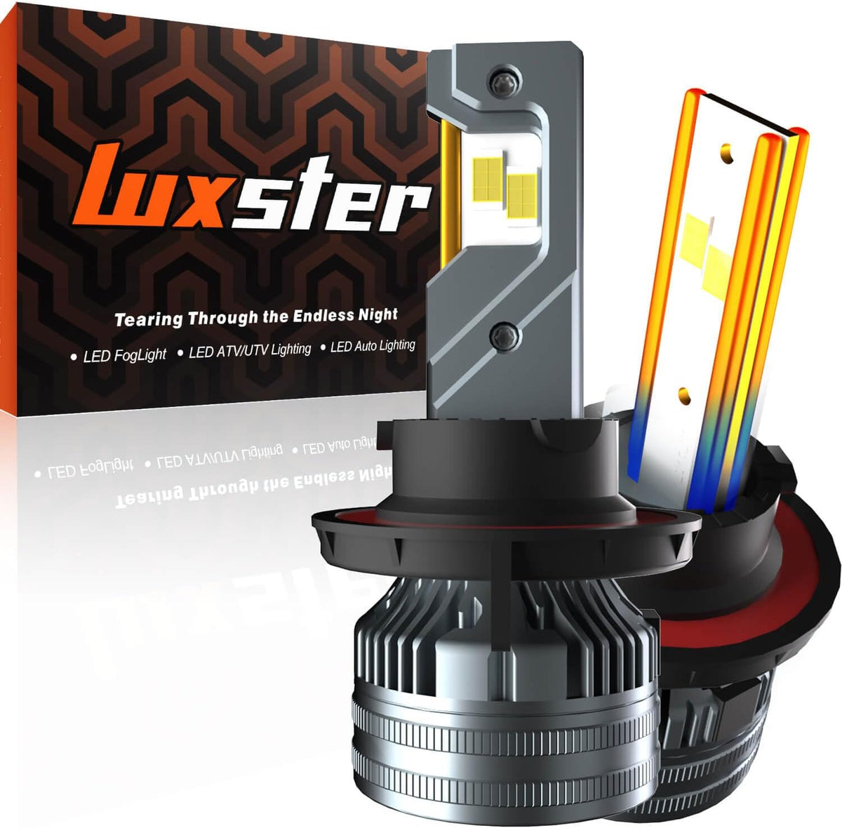 LUXSTER | Punisher H13 9008 LED Bulbs, 40000LM Ultra Bright, Triple Copper Pipes Cooling Tech(Unique), Dual Beam, Plug-N-Play Installation, 6000K Pure White Foglight, IP68 Waterproof, Pack of 2