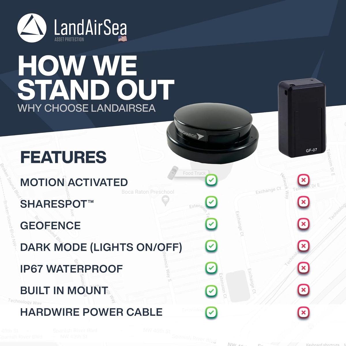 LandAirSea Overdrive Permanent GPS Tracker - Includes Waterproof Hardwire Kit and Permanent Mount. Perfect for Long-Term Tracking of Equipment, Vehicles, and More. Real-Time Global Tracking.