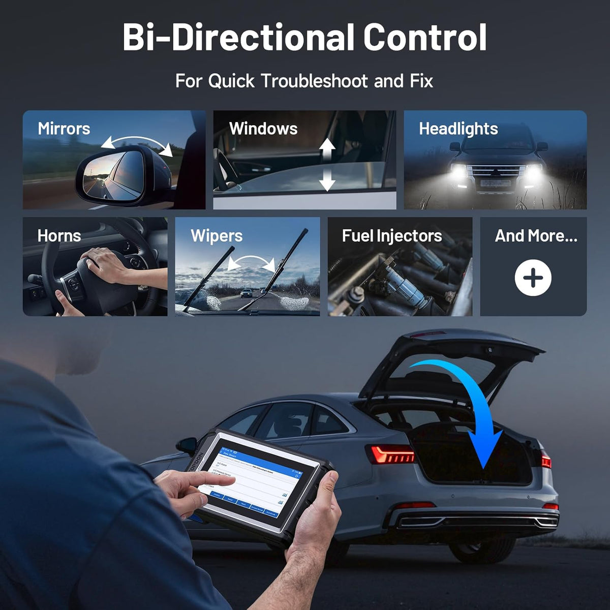 TOPDON Scanner AD800BT V2.0, Bidirectional Scan Tool, Full Systems Diagnostic Tool for All Vehicles, Automotive Diagnostic Scanner for Car, 28+ Services, FCA AutoAuth, CANFD, 2 Years Free Update