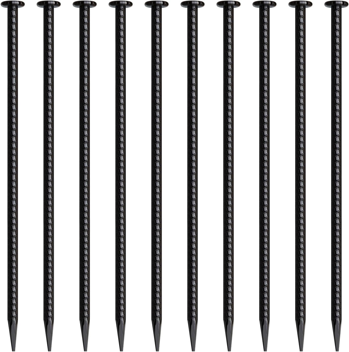 16 Inch Rebar Stakes 10 Pack Heavy Duty Ground Anchors 1/2 Inch Diameter Galvanized Steel Asphalt Anchoring Metal Spikes for Speed Bump, Parking Curb and Camping Tent