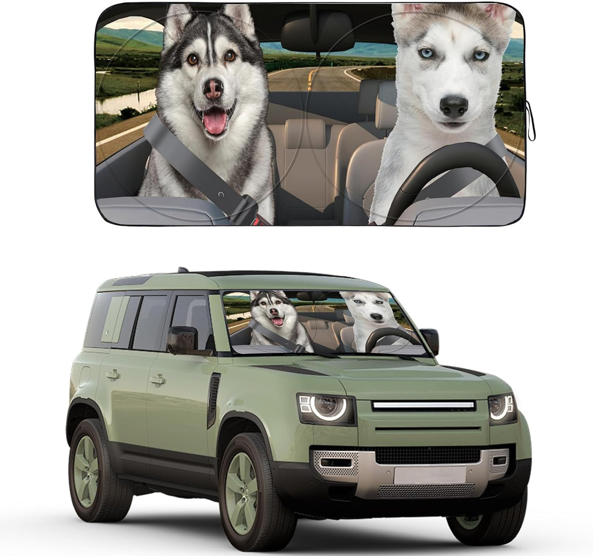 Gven Windshield Shade, Car Sun Shade for Front Windshield Sun Visor Protector Blocks UV Rays Foldable 210T Keep Your Vehicle Cool
