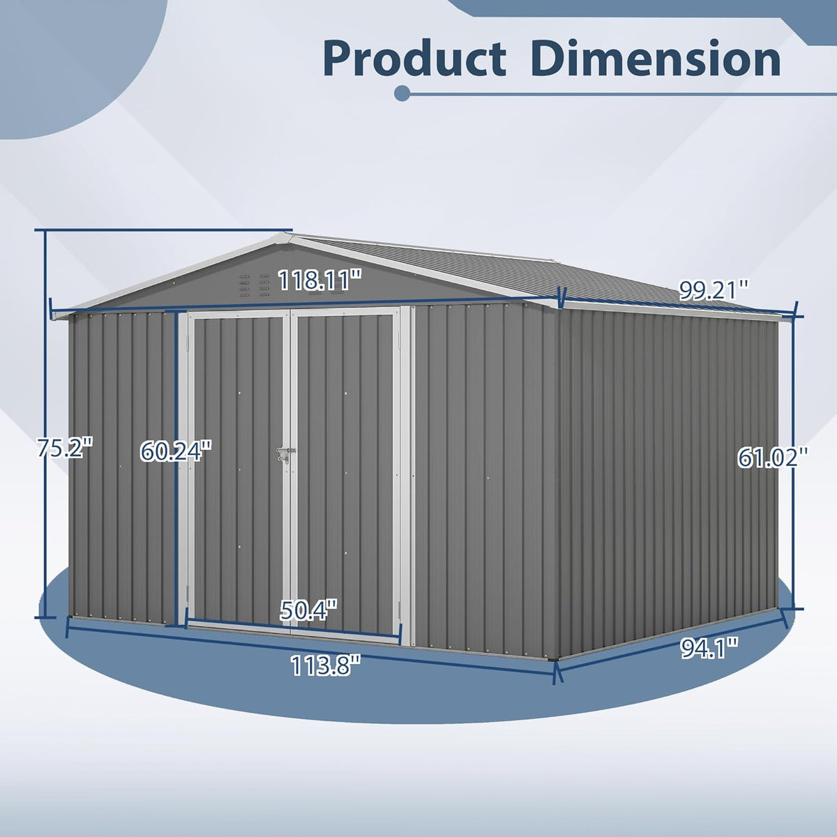 10X8 FT Outdoor Metal Storage Shed with Lockable Door & Floor Frame, Heavy-Duty Garden Tool Shed, Weatherproof Steel Utility Shed for Backyard, Patio, or Lawn Organization