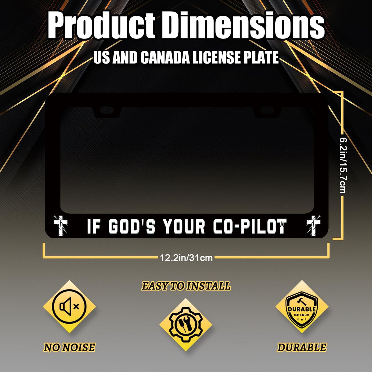 If God‘s Your Co-Pilot License Plate Frame Funny Jesus License Plate Stainless Steel Christian Car Accessory Religion License Plate Cover Decoration with Screws Men Women Size 12.2" x 6.2"