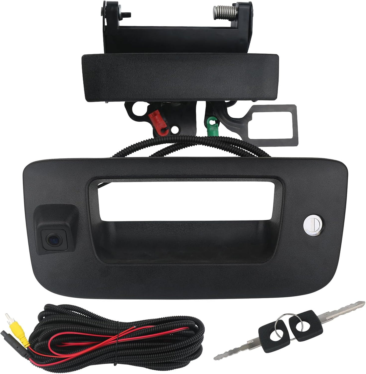 Backup Camera Tailgate Handle Rear View Camera Liftgate Latch Handle with Key Lock Cylinder Black Compatible with 2007-2014 Chevrolet Chevy Silverado GMC Sierra 1500 2500 3500