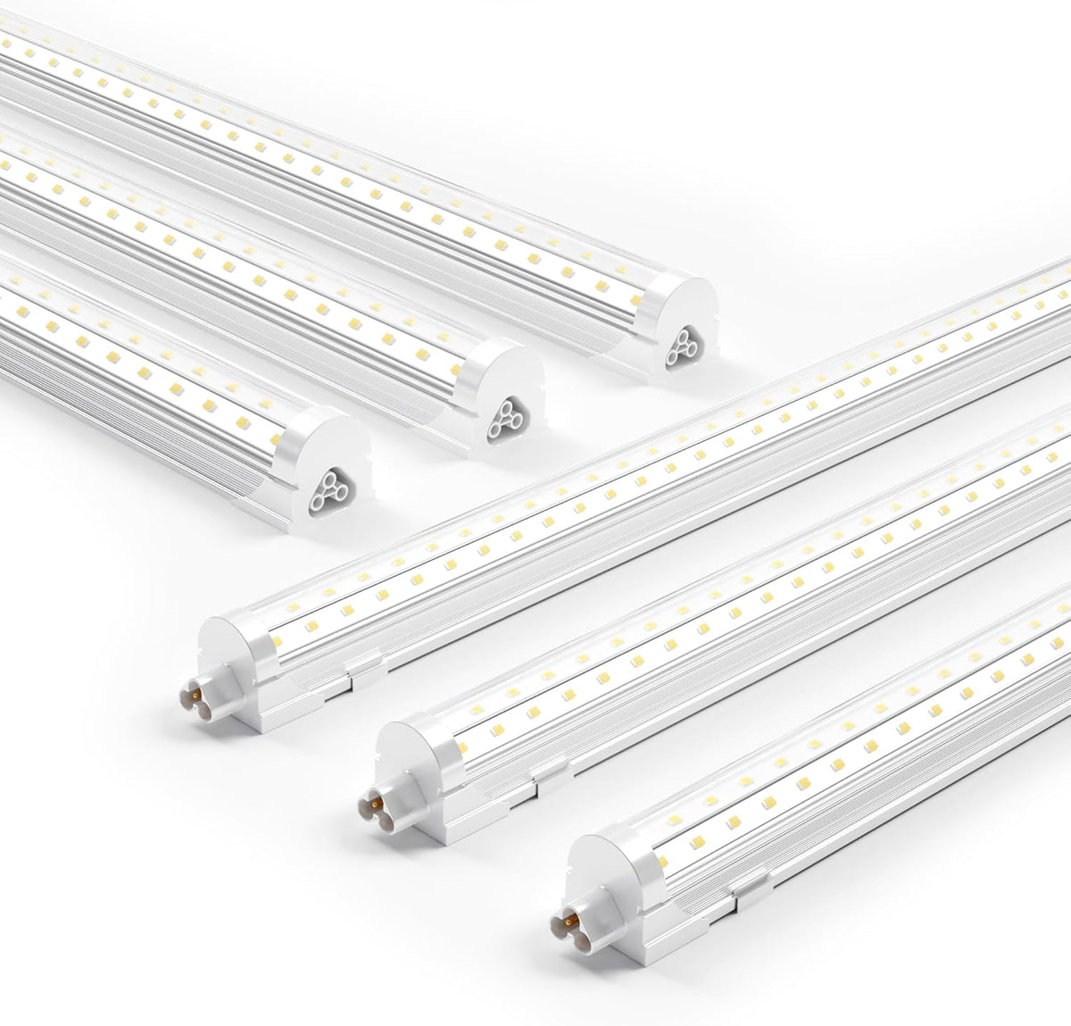 Ensenior 6 Pack 4 FT Led Shop Lights, 6000K Clear White, 5000LM Super Bright, 36W Equivalency 468W, Commercial Bay Lighting, U-Shaped Linkable Shop Lights Plug in for Garage, Workshop, FCC Certified