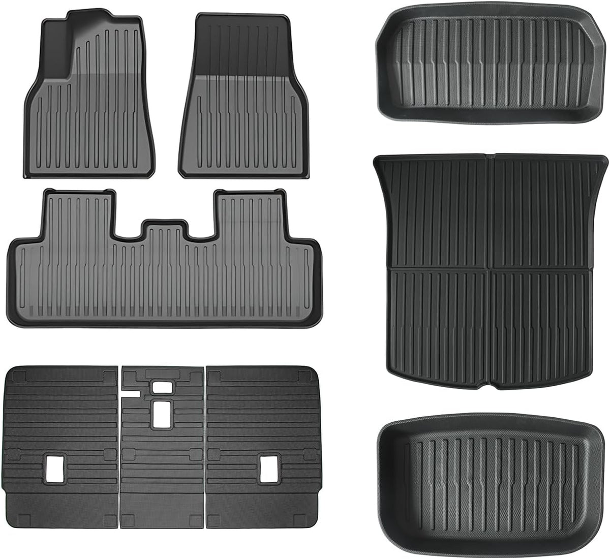 Floor Mat for New Model Y Juniper 2025 2026 9PCS Floor Mats with Second Row Seat Back Mats for Tesla Model Y All Weather TPE Model Y Floor Mats Accessories-(Only for Model Y Juniper)
