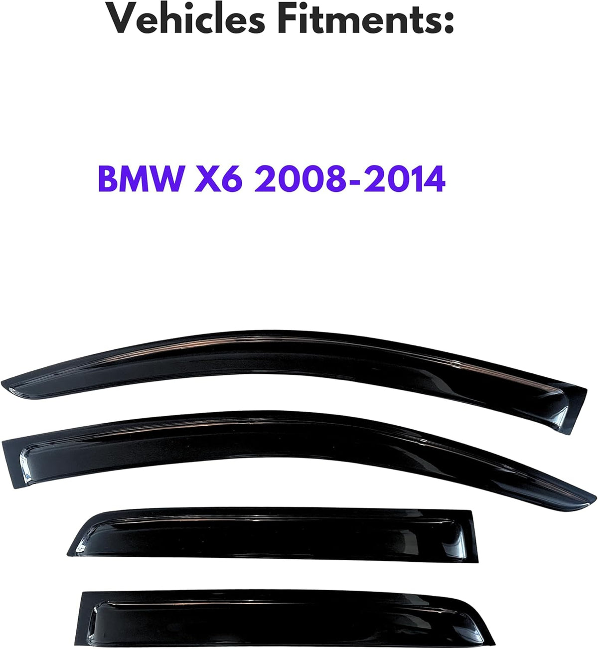 KPY Window Visor Rain Guard for 2008-2014 BMW X6, Side Window Vent Deflectors Tape-On Style, 2008 2009 2010 2011 2012 2013 2014