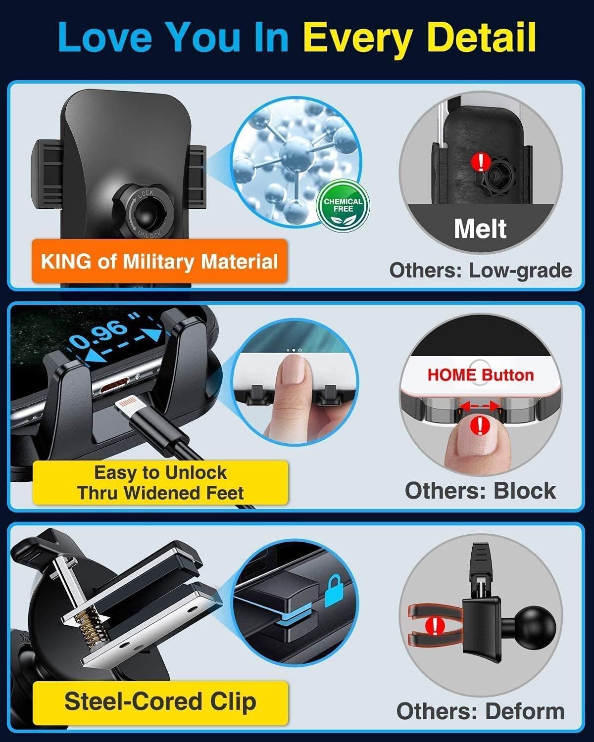 VANMASS [2025 Upgrade Phone Holders for Your Car [Super Suction Cup] Cell Phone Mount Car Dashboard Window Vent Desk Fit for iPhone 16 Pro Max 15 14 Universal Handsfree Automobile Vehicle Cradle