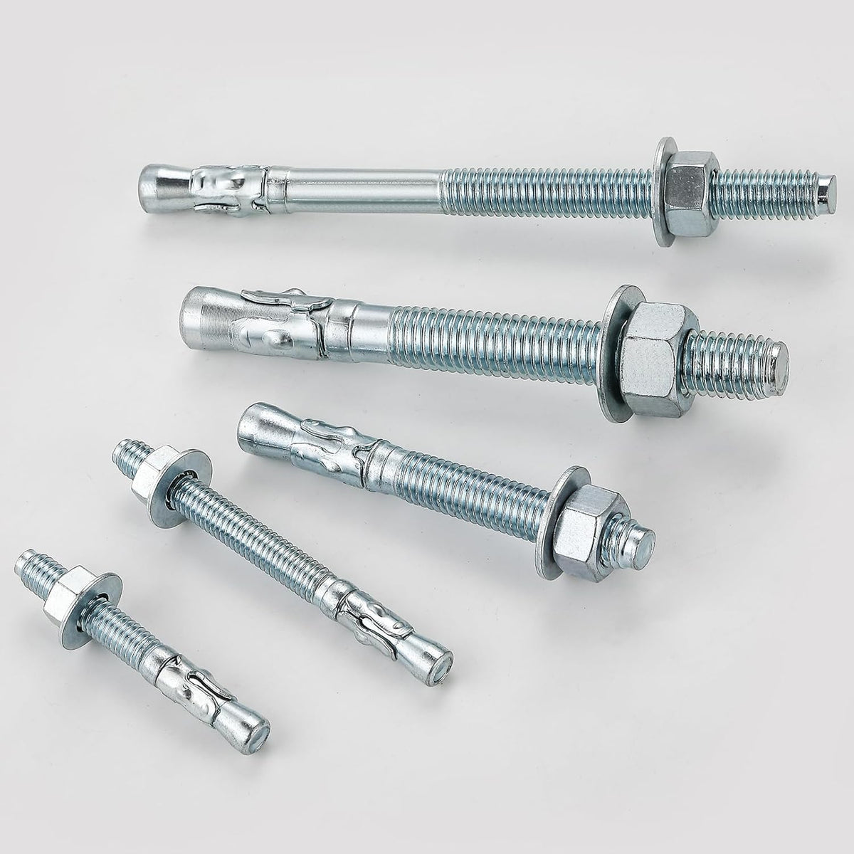 3/8x5" 10Pcs Inch Standard Fasteners for Heavy-Duty Zinc Wedge Anchors for Cement and Concrete