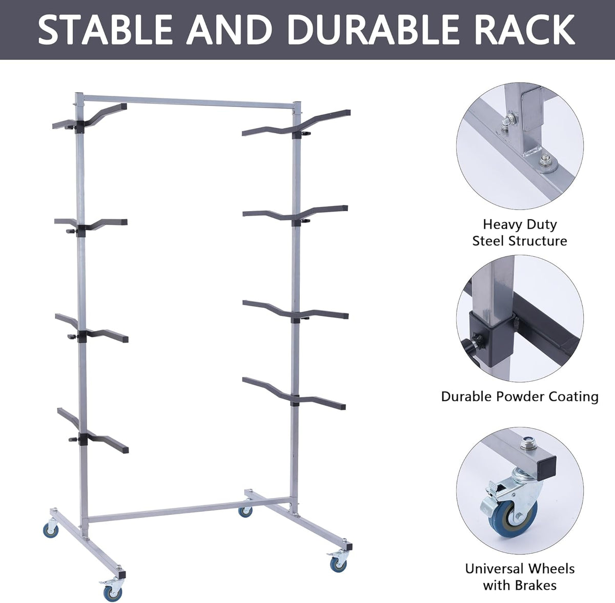 Mobile Bumper Storage Rack, Double-Sided Bumper Stand for Automobile Parts, Maximize Efficiency Auto Body & Parts Storage Pannel Tree, 8 Pairs Racks