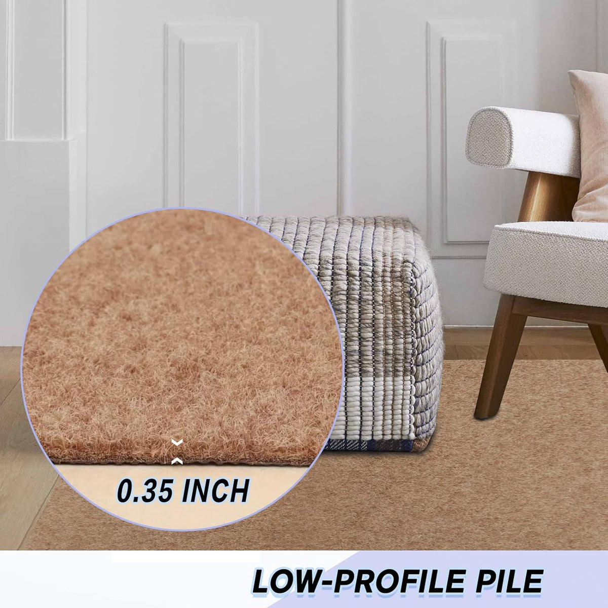 Custom Size Backed Non-Slip Area Rugs Runner, Easy Clean, Waterproof Runner Rugs for Hallway Entryway, Kitchen, Laundry, 2FT x 55FT, Beige