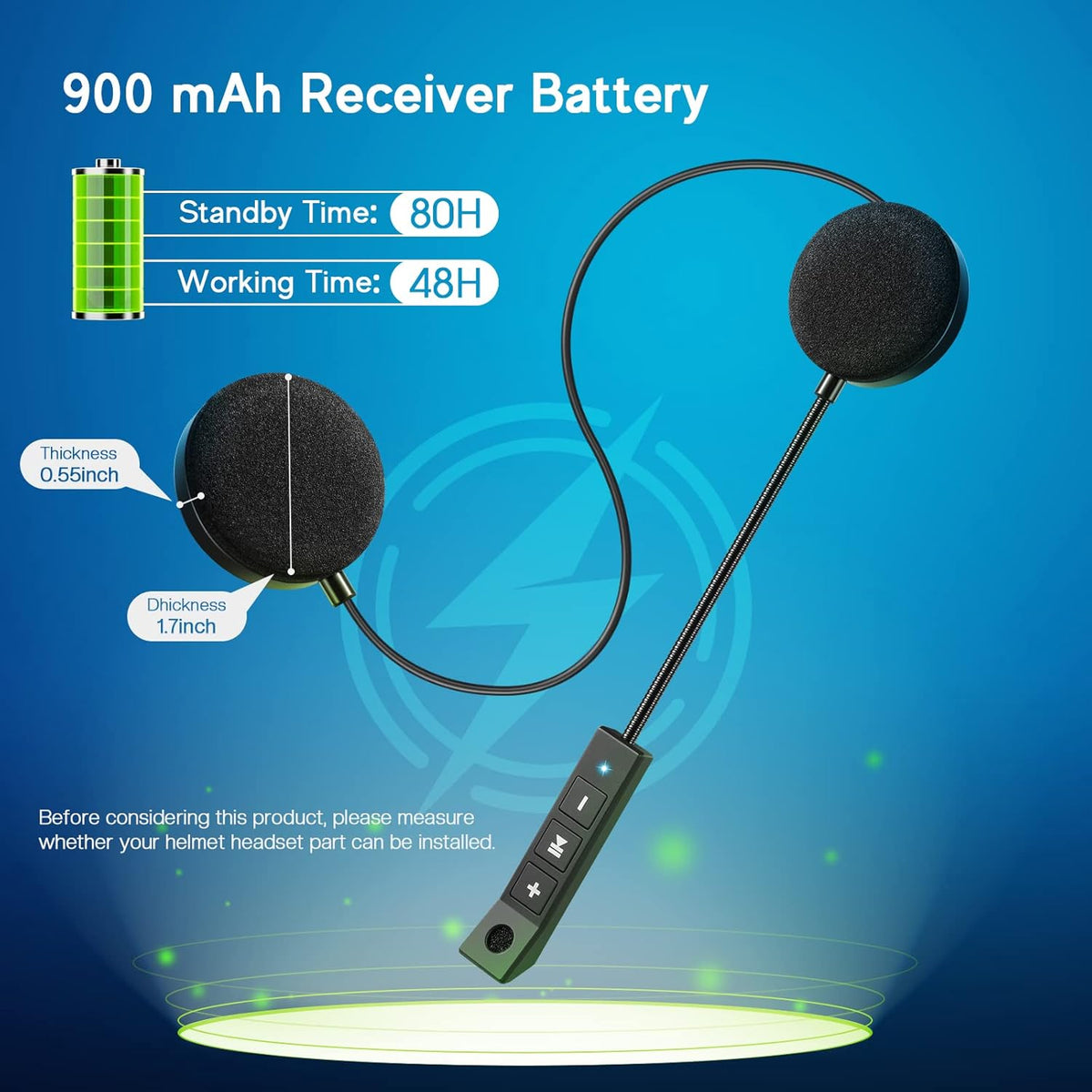 MAXTO Motorcycle Helmet Bluetooth Headset Outdoor Hands-Free Speaker Bluetooth 5.3 EDR Wireless Motorcycle Headset Automatic anwser High Sound Quality Headphone