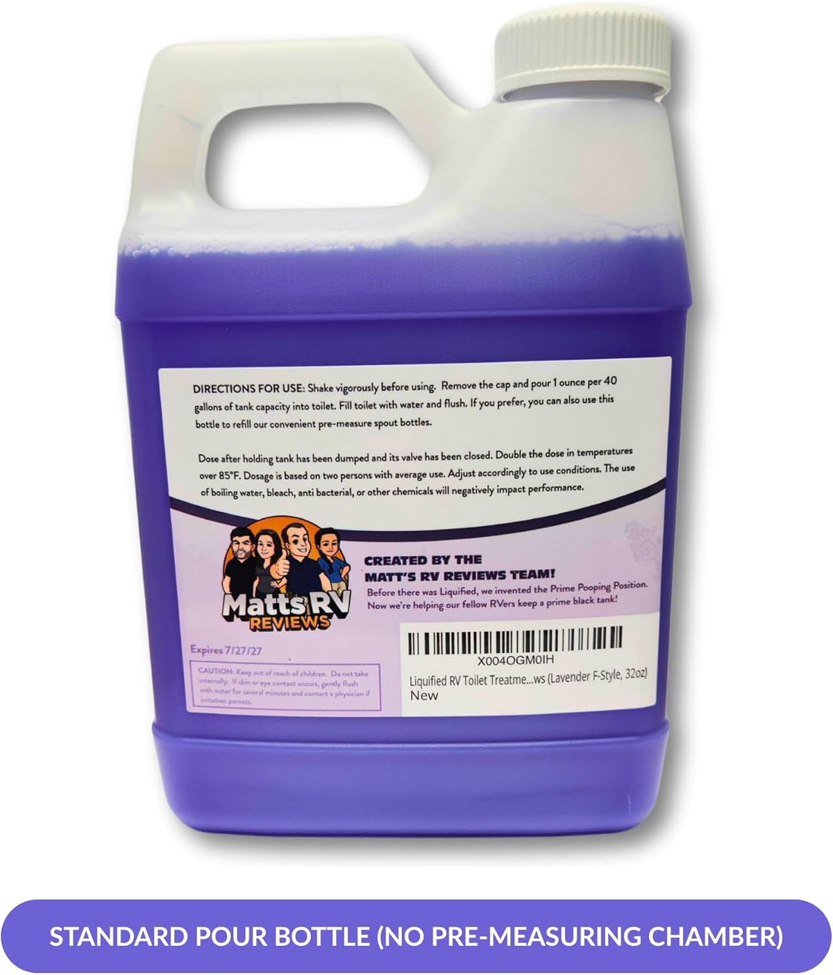 Liquified RV Toilet Treatment - Lavender, 32oz Standard Pour Bottles (3-Pack) - Septic Safe Holding Tank Cleaner, Waste Dissolver & Odor Eliminator - Made in USA