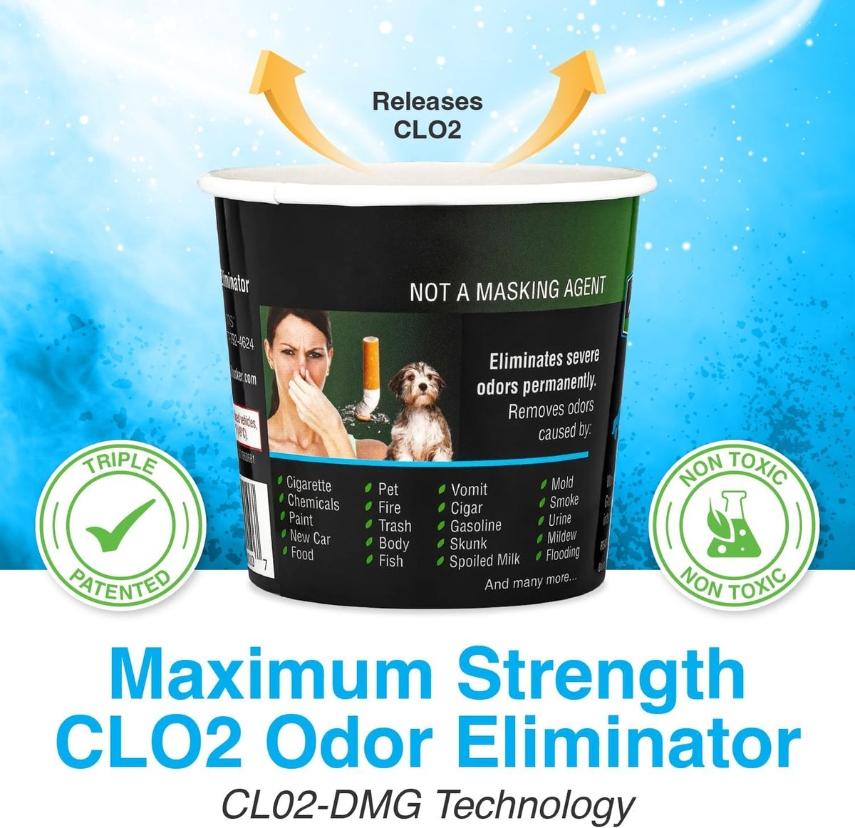 Auto Shocker Strong Car Odor Eliminator, Eco-Friendly Chlorine Dioxide Odor Bomb for Vehicle Interior Up to 250 Cubic Feet