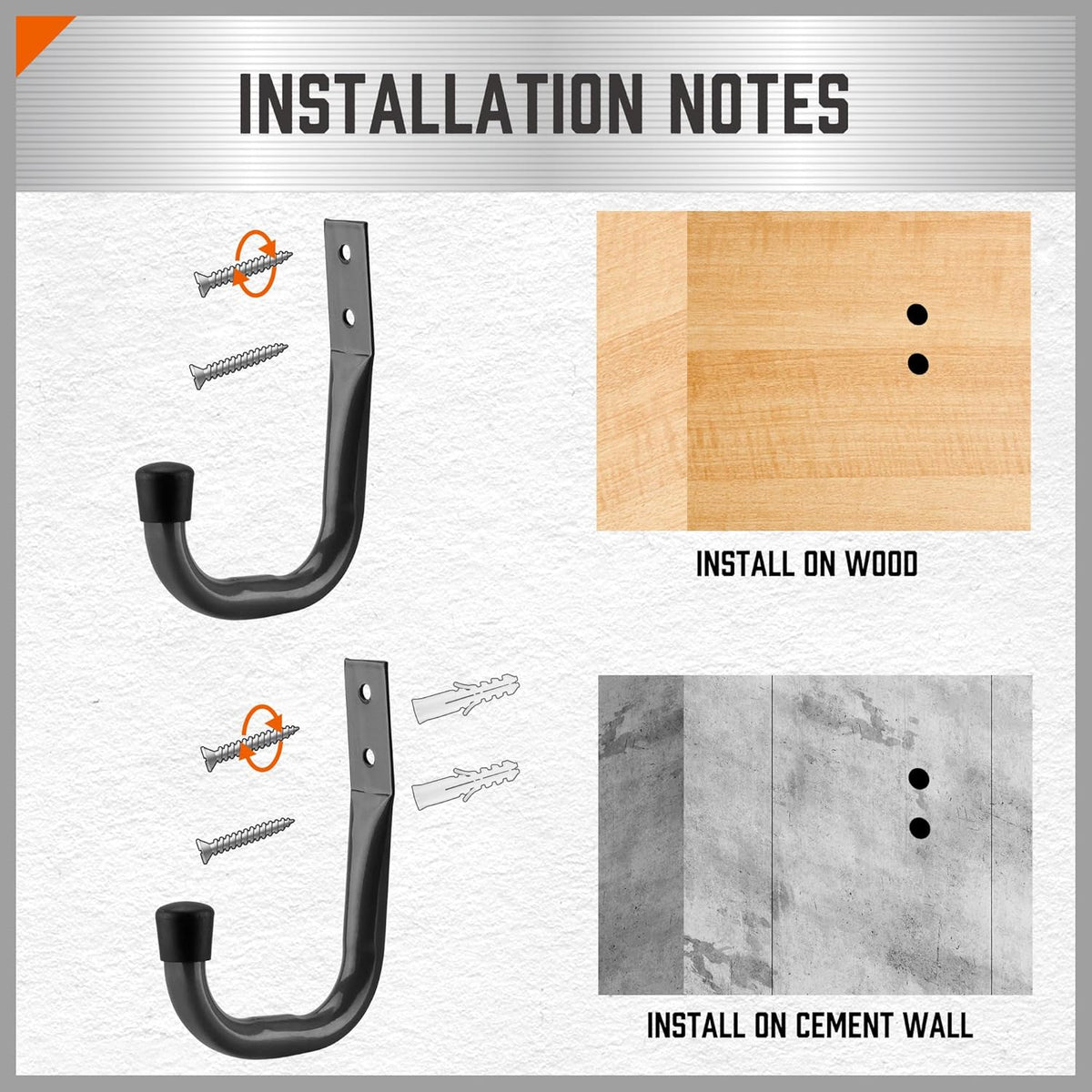 HORUSDY Garage Hooks Heavy Duty - 6Pcs 4.37 Inch Metal Garage Storage Hooks for Wall, Utility Hook for Hanging, Easy Use