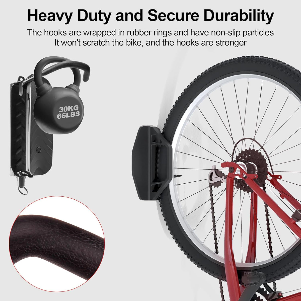 Swivel Bike Wall Mount, Vertical Bike Rack for Garage, Space-Saving Bike Storage and Hanger with Gear Position Lock, Supports Up to 66 lbs, Black, 2 Pack